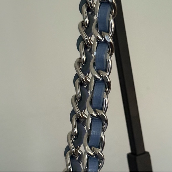 Karl Lagerfeld Blue and White Tweed Shoulder Bag - Picture 9 of 9